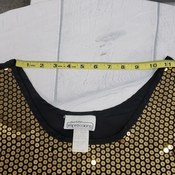 Vintage Petite Impressions Gold Black Sequin Tank - Picture 9 of 10